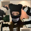 Beanie/Skl Caps Hats Hats Scarves Gloves Fashion Accessories Bear Ears Clava Ladies 1 Hole Ski Mask Handmade Crochet Fl Face Wooly Hat Cu