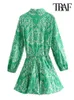 Traf Women Fashion с ремнем с печеночным зеленым мини -платьем винтажное пуговица с длинным рукавом вверх женские платья vestidos mujer 220713