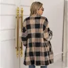 Manteau de laine Plaid longue veste femme pardessus mode manches longues manteaux femmes automne hiver décontracté filles manteau femme Streetwear 220815