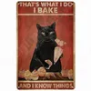 Cuire un panneau d'étain en métal vintage Black Cat Art Affiche Bar Cafe Home Kitchen Wall Decor ne faites jamais confiance à un Cook Retro Plauqe N4496907034 Skinny