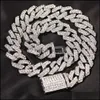 Naszyjniki łańcuchy wisiorki biżuteria mrożona w Miami Cuban Link Łańcuch Gold Sier Sier Men Men Naszyjnik 16 -calowy w wysokości 20 cali 22 cali 24 cala 18 mm 18 mm