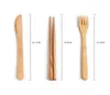 6 Pcs/Set Bamboo Flatware Portable Easy Carrying Dinnerware Set-Bamboo Straw Cutlery Set With Bag And Brush Outdoor Camping SN4050