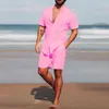 Hommes Survêtements Coton Lin À Manches Courtes Chemises Tops Shorts Hommes 2 Pcs Costume Ensemble D'été Mâle Solide Blouse Casual Hawaii Plage Tenues Hommes