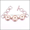 Arts And Crafts Sier Gold Rose Color Three 18Mm Snap Button Charms Bracelet Bangle For Women Supplier Wholesal Sports2010 Dhn7P