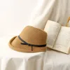 Wide Brim Hats Women's Raffia Straw Hat Bowknot Elegant Hepburn Sun Floppy Disk Ladies Summer Beach Panama Dome Fisherman HatWide Wend22
