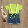 Citgeett Summer Kids Toddler Bebek Kız Giyim Seti Kısa Kollu Mektup Baskı T-Shirt J220711