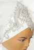 Mariage musulman voiles de mariée 2022 strass cristaux mariée Hijab tête couvrant la longueur du coude turban islamique pour les mariées 2 couches foulard