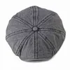 KUNEMS version coréenne des bérets lavés oeillères de pointe coton chapeau pour hommes casquettes extérieures décontractées casquette octogonale britannique gorras J220722