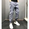 Calças de brim masculinas Idopy Harem Zippers Vintage Lavado Drop Crotch Solto Fit Cintura Elástica Cordão Sólido Denim Corredores para