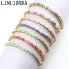 10Pcs 2021 Fashion Adjustable Link Chain Colorful Beaded Anklet Oil Dripping Eyes Beads Bracelet