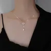 Colliers couleur argent étoile Lariat pour femmes, chaîne ras du cou exquise, pendentif fleur papillon, bijoux cadeaux de fête de mariage