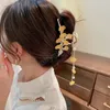 Fashion Ginkgo lämnar hårklippklämmor Vintage Metal Ponytail Claw Women Banquet Metal Hair Jewelry Accessori For Girl