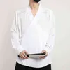 2022 봄 여름 동양 셔츠 남성 자수 중국 스타일 셔츠 남성 스트리트웨어 한파 셔츠 남성 캐주얼 흰색 셔츠 L220706