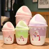 Cute Ice Plush Toys Soft Filled Apple Pink Strawberry Grape Lemon Taste Cuddle Pillow Balls Bubble Tea Cup J220704