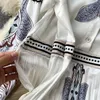 Vestidos de moda de pista para mulheres 2022 elegante impressão vintage vestido plissado manga comprida giro collar midi camisa vestido