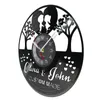 D'amour noms personnalisés mariage arbre de coeurs mettre votre nom Message personnalisé mariage vinyle disque horloge murale 220615