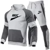 New Men's Splice Tracksuit Hooded Pullover + Sweatpants Sports Terno Casual Brand Jogger Sportswear 2 Piece Masculino Fleece Streetwear Sets