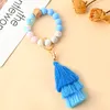 Flickor Smycken 2022 Nyaste Silikon Beaded Armband Armband Armband Bottu Tråd Tassel Keychain Armband Hållare Kvinnor Damer