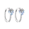 Hoop Huggie Aankomst Blue Pansy Flower Earring 925 Sterling zilveren oorbellen voor vrouwelijke sieraden Weddingoor Brincos Pendienteshoop ODET22