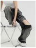 Black Tie-dye Ripped Jeans Women's Summer Retro HK Style Design Neutral Denim Trousers Loose Straight-leg Wide-leg Pants Female T220728