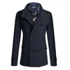 Herren Trench Coats Herren Winter warme Feste Farbe Doppelbrustes Mantel langer schlanker Jackengeschäft für Männer überzug