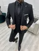 2022 CLASSY Black Wedding Tuxedos Groom Wear Mens Suits Slim Fit Peaked Lapel Prom Bestman Groomsmen Blazer Designs 3 Piece Set Jacket Vest and Pants Custom Made Made