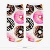 Chaussettes bonneterie trois beignets nourriture femmes 3D coton cheville courte Harajuku Calcetines Mujer Chaussette FemmeSocks HosierySocks