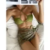 Hohe Taille 3 Stück Bikini Set mit Cover Up Badeanzug Frauen Print Langarm Badeanzug Beachwear Schwimmen Biquini 220408