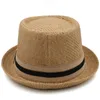 Hattar breda grim hattar män kvinnor klassisk halm fläsk paj fedora sunhats trilby caps sommarbåt strand utomhus rese party storlek US 7 1/