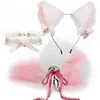 Fox Anal Plug Sex Toys Foxtail Bow Metal Butt Anal Plug Cute Bow-Knot Soft Cat Ears Headbands Erotic Cosplay Couples Accessories Y220427