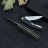 1Pcs R7102 Flipper Folding Knife D2 Stone Wash Drop Point Blade Flax Fiber with Stainless Steel Sheet Handle Ball Bearing Fast Open EDC Folder Knives