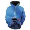 Felpe con cappuccio da uomo Felpe Cookie Monster 3D Stampato Uomo Donna Felpa con cappuccio Felpa con cappuccio Cartone animato Anime Harajuku Pullover hip-hop Bambini Ragazzo G