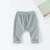 Calça de bebê casual de fundo de calça de calça de calça elástica de calça listrada de cor sólida para crianças para crianças meninos roupas meninas 988 e3