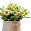 装飾的な花の花輪の北欧のシミュレーションの花セットセラミックゴールデン花瓶ローズ人工植物鉢植えのホームパーティーヴィラリビングルームDec
