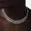 Chains Men Hip Hop Prong Cuban Link Chain Necklace Bling Iced Out 2 Row Rhinestone Paved Miami Rhombus Necklaces JewelryChains Sidn22