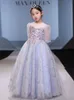 Vintage Princess Flower Girls Lace Off-Shoulder Special Ocn For Weddings Sequined Ball Gown Kids Pageant Gowns Communion Dresses 403