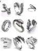 12PCS Pierścień Zespół dla kobiet Zwierzęta Moda Mężczyźni biżuteria Vintage Silver Srebrny punk gotycki regulowany pierścienie Bulk2766775