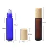 Frosted Black Clear Blue Amber 10 ml Metal Roller Perfume Bottles For Essential Oils Rolling 1 3 OZ Roll-on Glass Perfume Vials DH9876