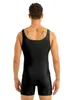 Costumes de combinaison pour hommes Gymnastics Rompers sans manches extensible One Piece Sport Gym Yoga Dance BodySuit Leotard Dance Biketard Unitard