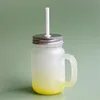 UPS 430 ml Sublimatie Glas Mason Jar met handgreepgradiëntglas tuimelaars thermische overdracht waterfles kleurrijke gesublimeerde cups