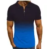 Mody gradientowy kolor Polos T-shirty dla mężczyzn Summer Slim Fit Designer szyi z krótkim rękawem