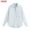 Tangada women basic solid white shirts long sleeve solid elegant office ladies work wear blouses 6Z01 220407