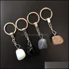 Konst och hantverk Natural Stone Keychains nyckelringar Sier Color Healing Crystal Car Decor Keyrings Keyholder For Women Men D Sports2010 DND