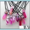 Arts And Crafts Rose Pink Purple Stripe Agate Stone Hexagon Pendant Reiki Healing Crystal Cone Point Charms Sports2010 Dhc