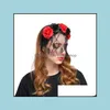 Pannband h￥r smycken kvinnor flickor konstgjord rose blommor halv spets sl￶ja mask pannband vintage halloween xmas sexig hoop maskerad party cos
