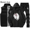 Men's Tracksuits Winter Mens Set Fleece Vest Hoodie Pants Streetwear Fashion Casual Track Suit Men Clothing 3PCS Sweat Tracks223r