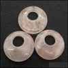 Arts And Crafts Arts Gifts Home Garden 27Mm Lucky Ring Natural Crystal Agate Stone Big Hole Charms Rose Quartz Pendants Tr Dhezm