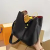 Eimertasche Damen Handtasche Geldbörse Einzelne Umhängetaschen Echtes Leder Mode Klassisch L Buchstabe Verstellbarer Riemen Innenreißverschluss Geldbörse Hohe Qualität