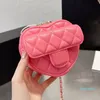 Designer Women Heart Love Quilted Shoulder Bag Paris Brand Diamond Lattice Leather Coin Purse Handbags Lady Mini Cosmetic Crossbody Handbag