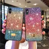 Luxury Bling Glitter Crystal Diamond Girly Telefon Fodraler för Huawei P30 P40 Pro Mate 30 40 Pro Rainbow Gradient Soft TPU Back Cover